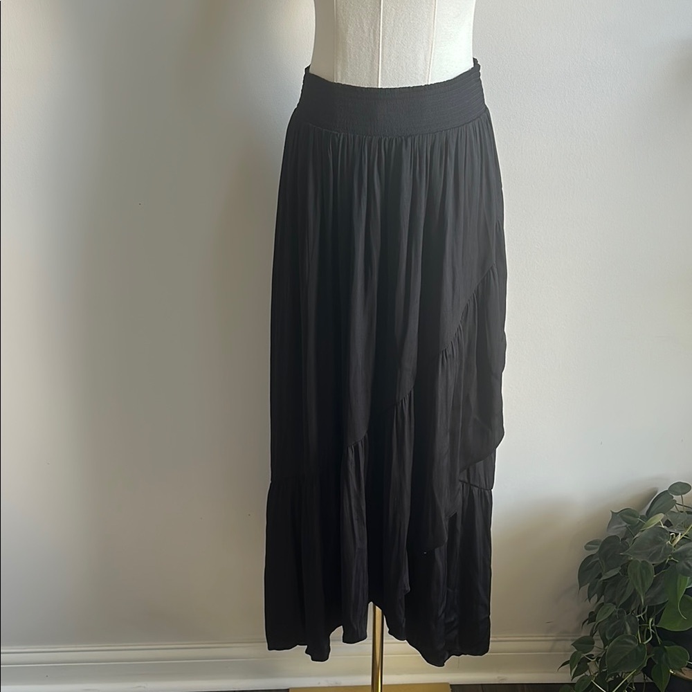 WHBM Womens Asymmetrical Relaxed Fit Whymsical Boho Romantic Ruffle Midi Skirt S